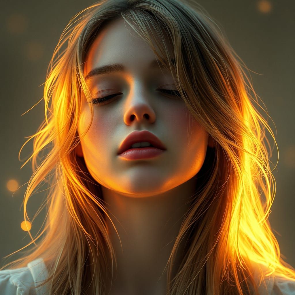 Sleepy Girl's Deja Vu: Surreal Dreamlike Portrait