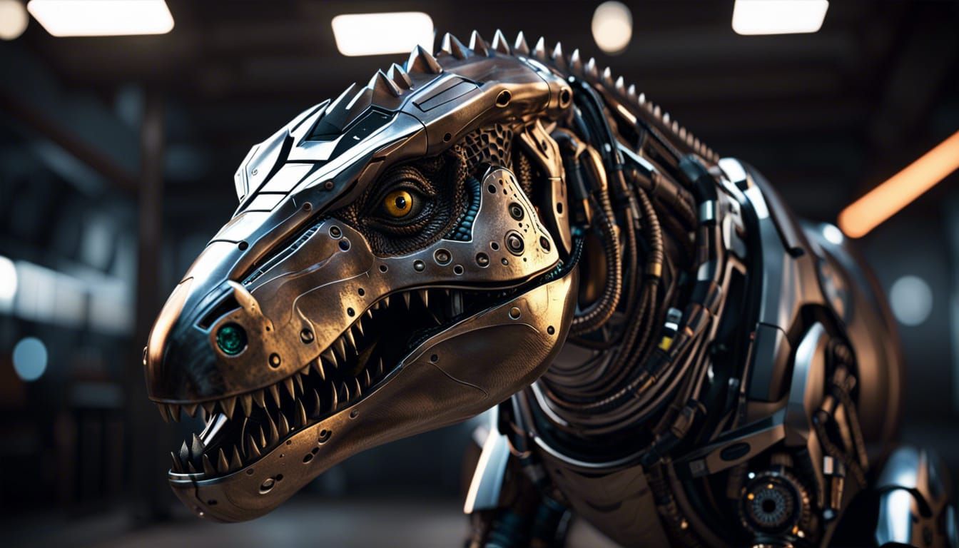 Robotic cyborg wired biomechanical T-Rex