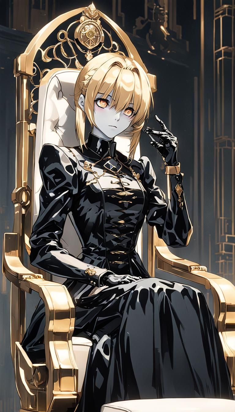 Anime Robot Girl in Black Dress