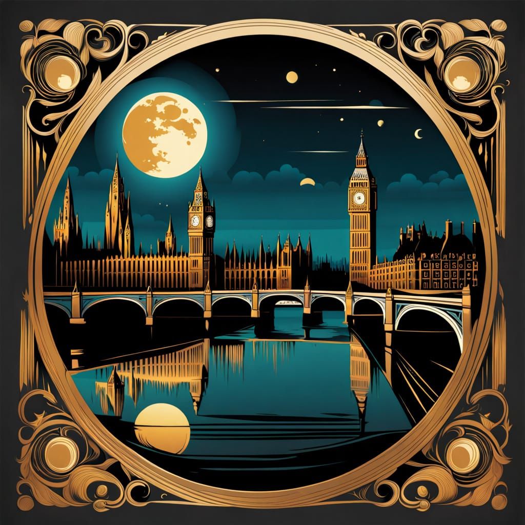 London by Moonlight: A Golden Age Illustration