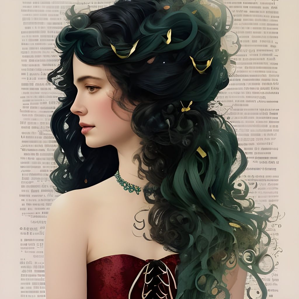 Beautiful Girl Portrait in Watercolor Calligraphy Style