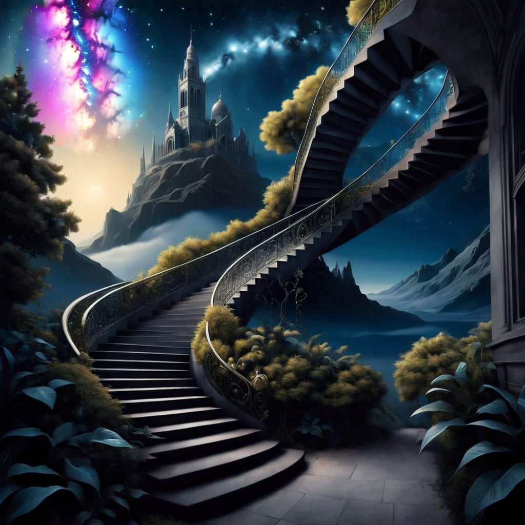 Stairway to Heaven at Night in Vibrant Colors
