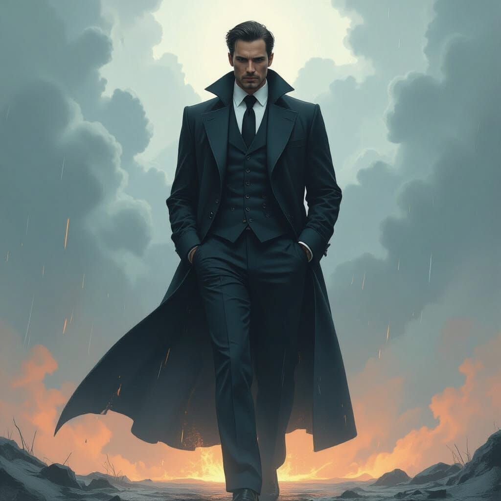 Authority Figure in Dystopian Storm, Syd Mead Style