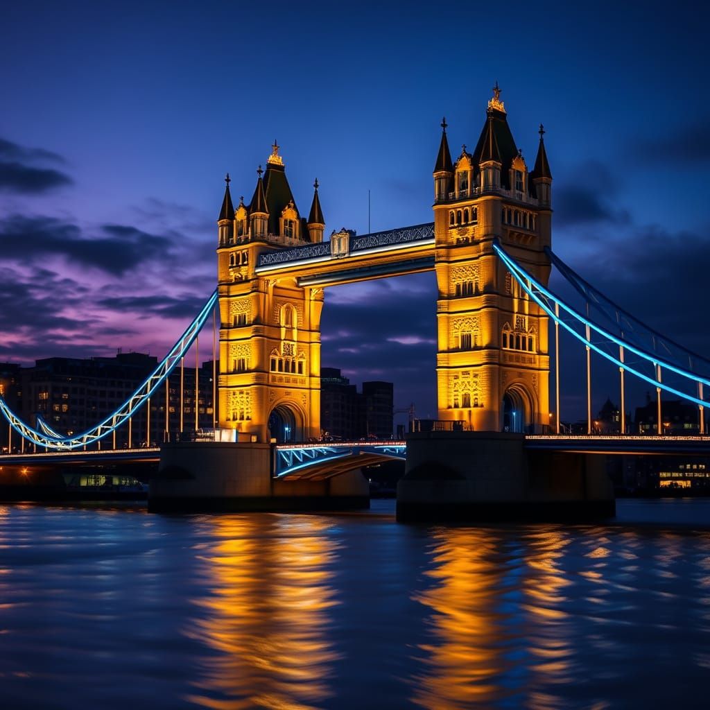 Majestic Tower Bridge at Dusk in Golden Light