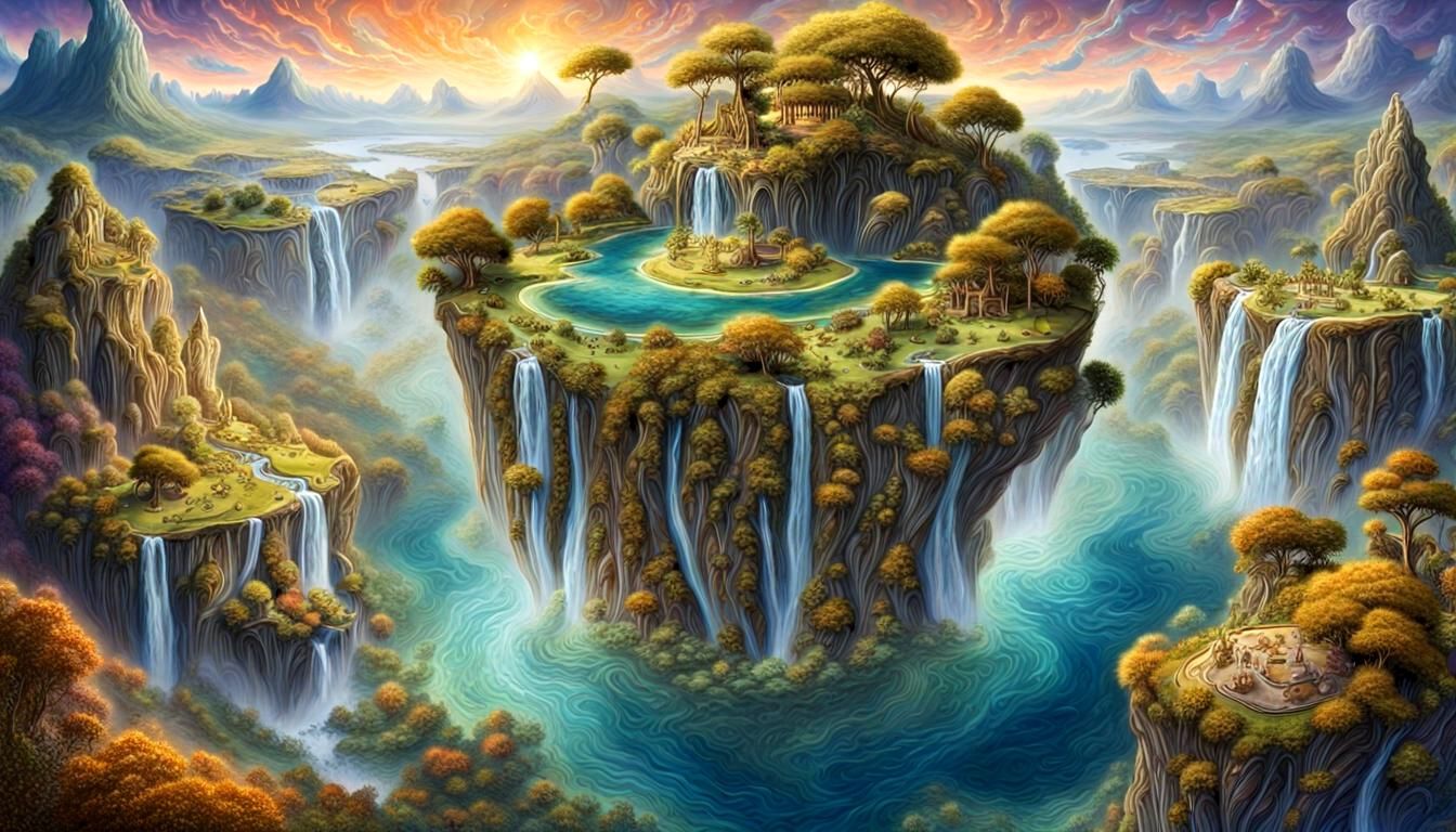 Dreamlike Surreal Island in the Sky