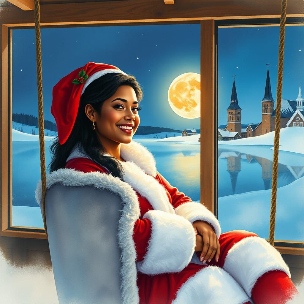 Ethereal Winter Wonderland in Vibrant Watercolor Style