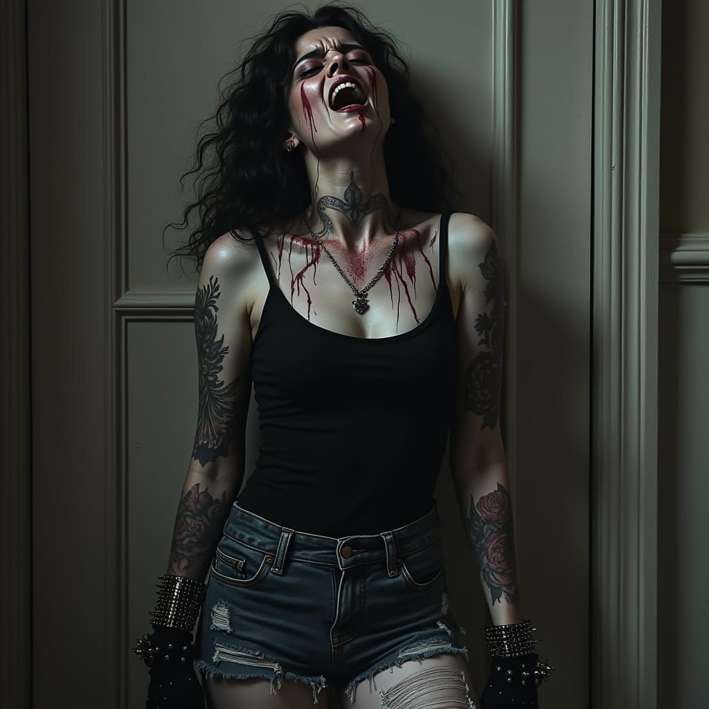 Gothic Princess Crying Black Tears, Haunting Portrait