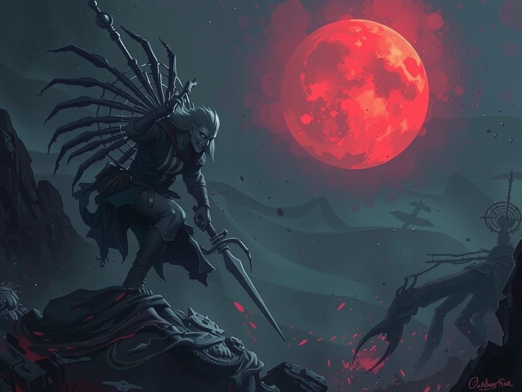 Epic Dark Fantasy Battle in Gritty Realism Style