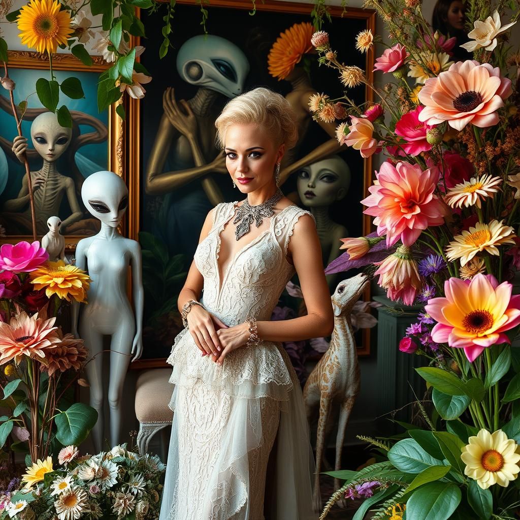 Elegant Hostess Greets Guests in Art-Filled Home