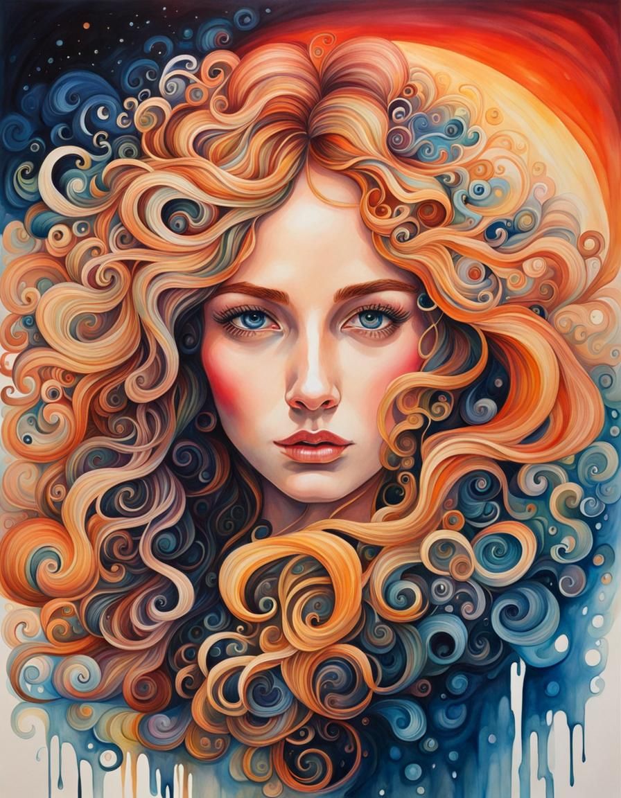 Dizzying Emotive Portrait in Watercolor Style