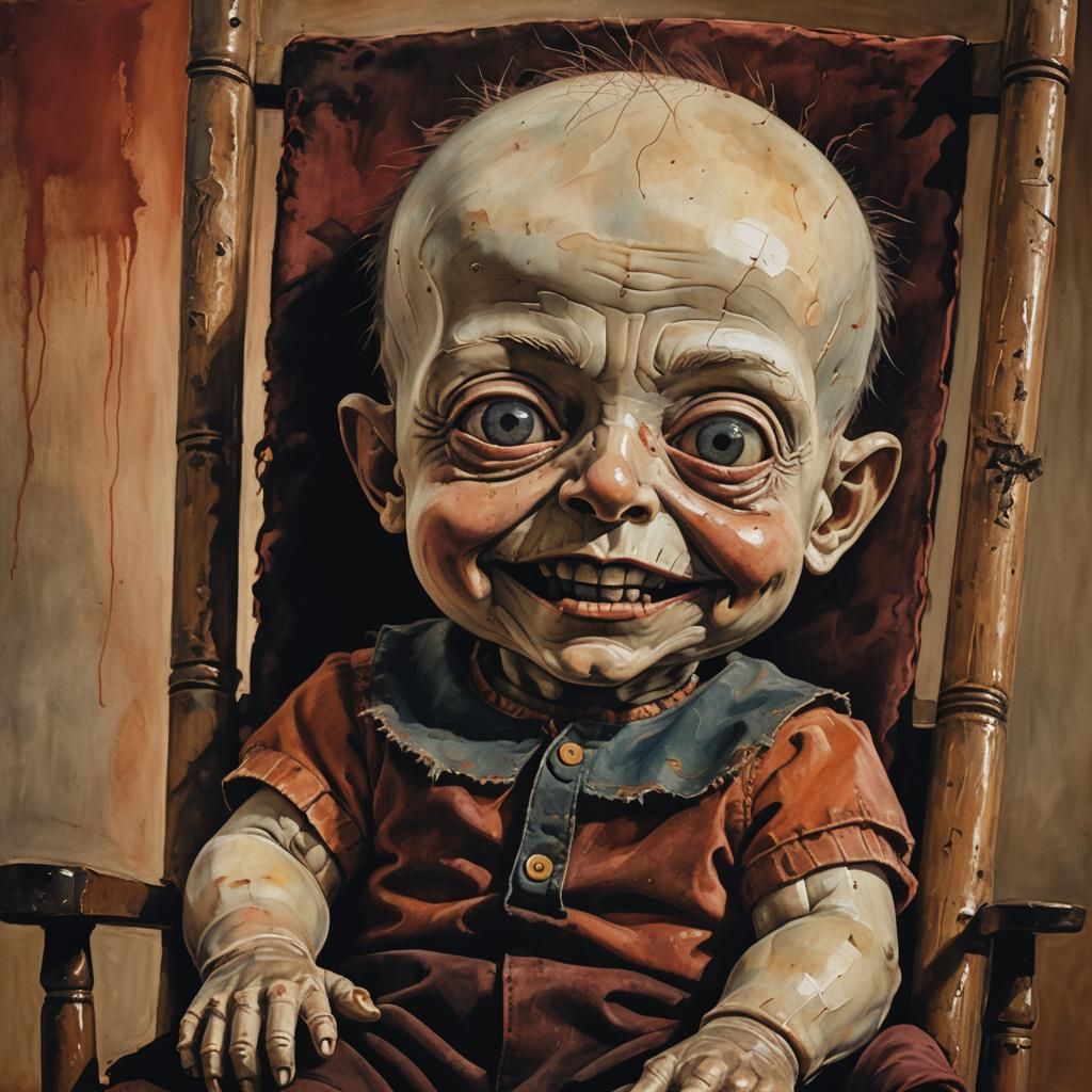 Surreal Creepy Baby Doll in Rothko Style