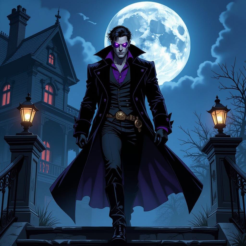 Vampire in Steampunk Setting, Comic Book Style