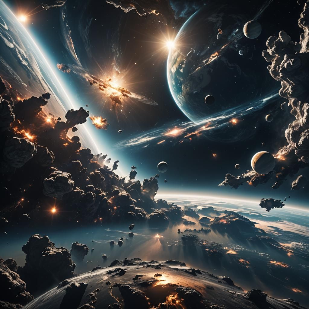 Hyperrealistic Earth from Space in Wide-Angle Cinematic Shot