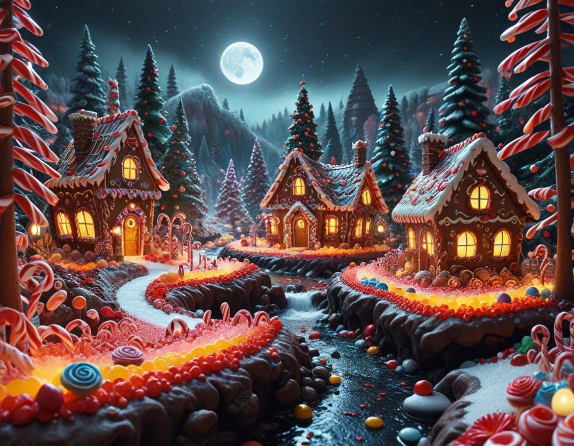 Epic Candy Meadow Landscape Digital Painting