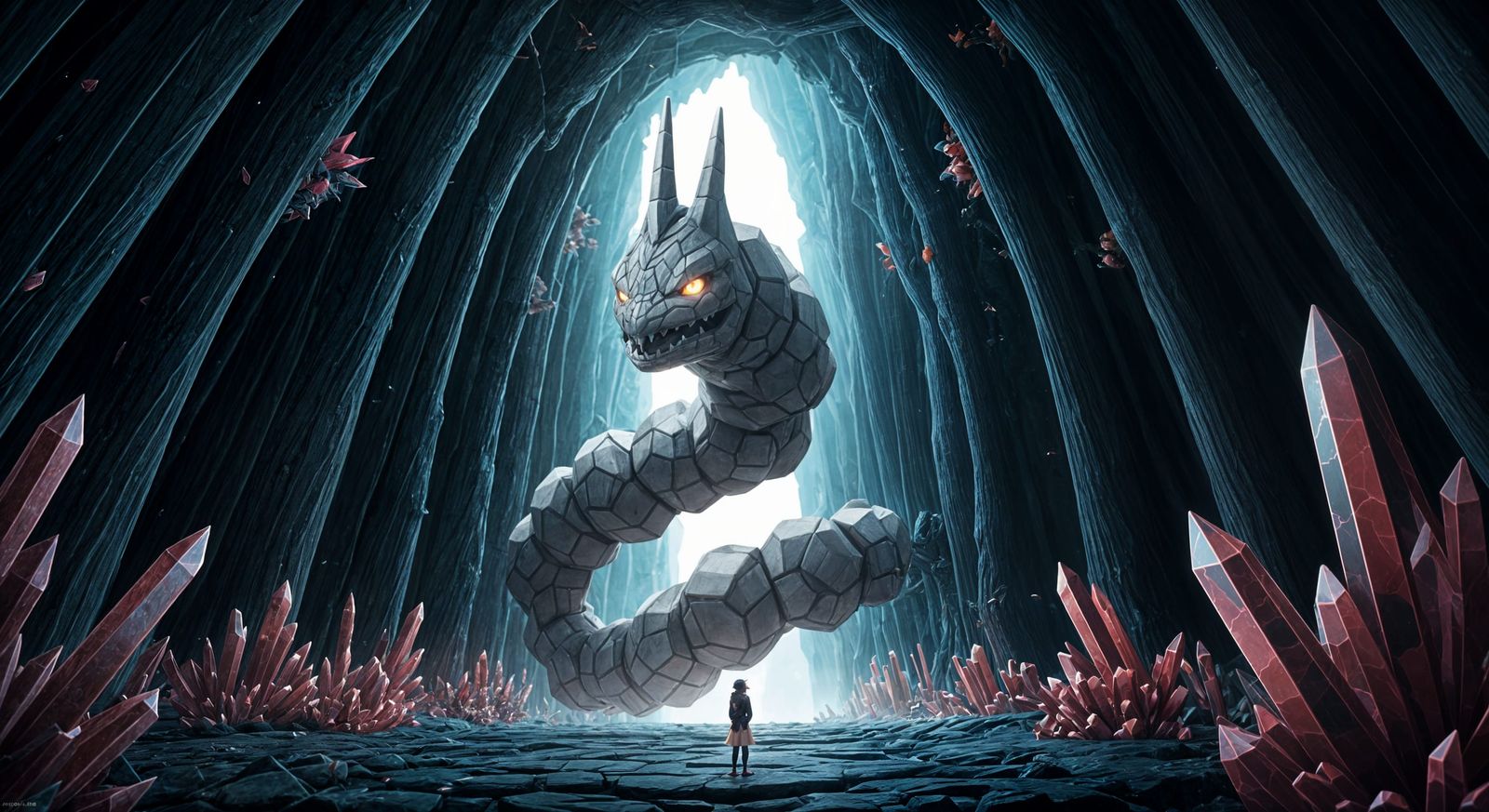 Haunting Onix Concept Art in 3D Anime Style