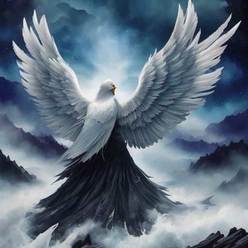 Ethereal Landscape with Ominous Skies and Majestic Landforms