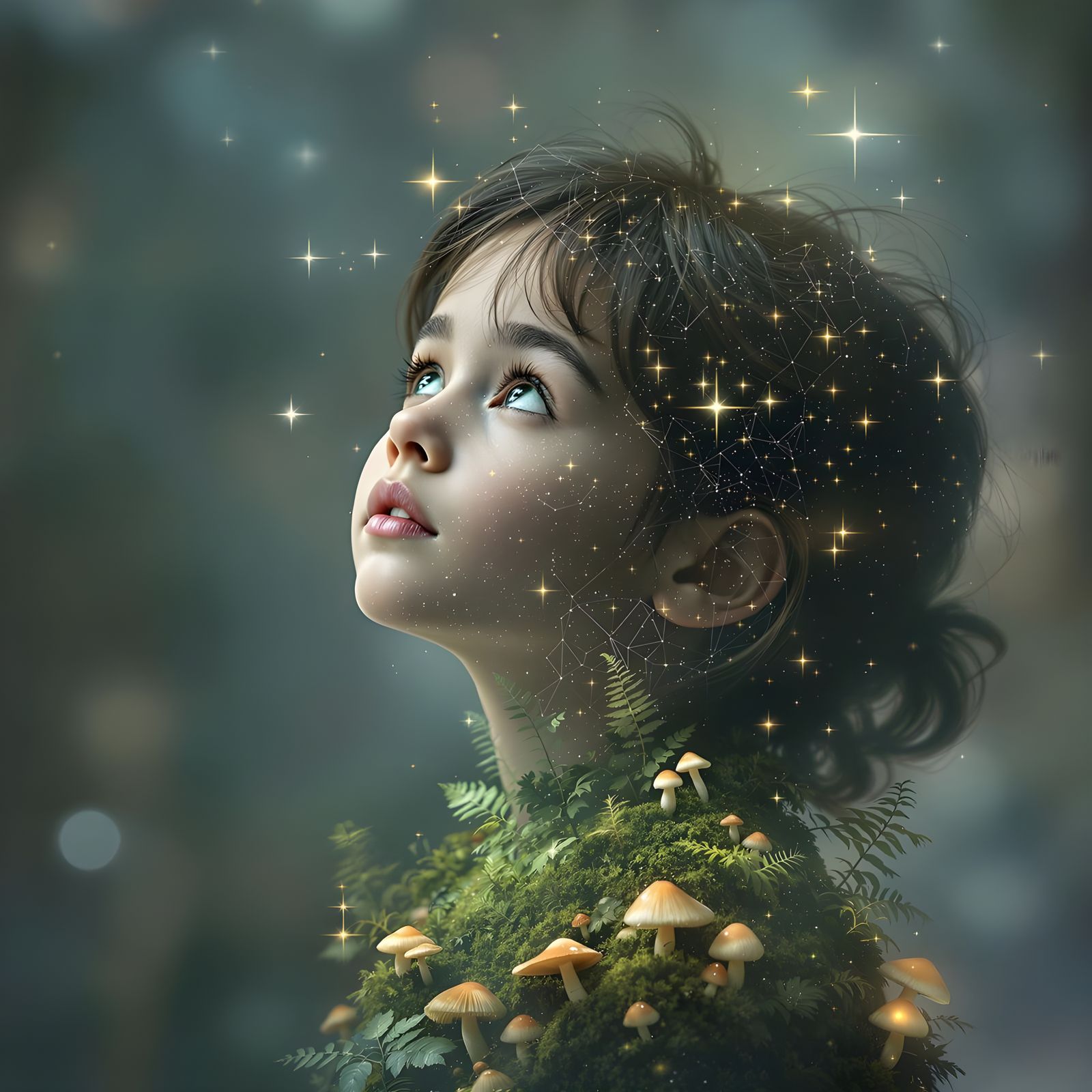 Whimsical Celestial Dreamer in a Magical Forest