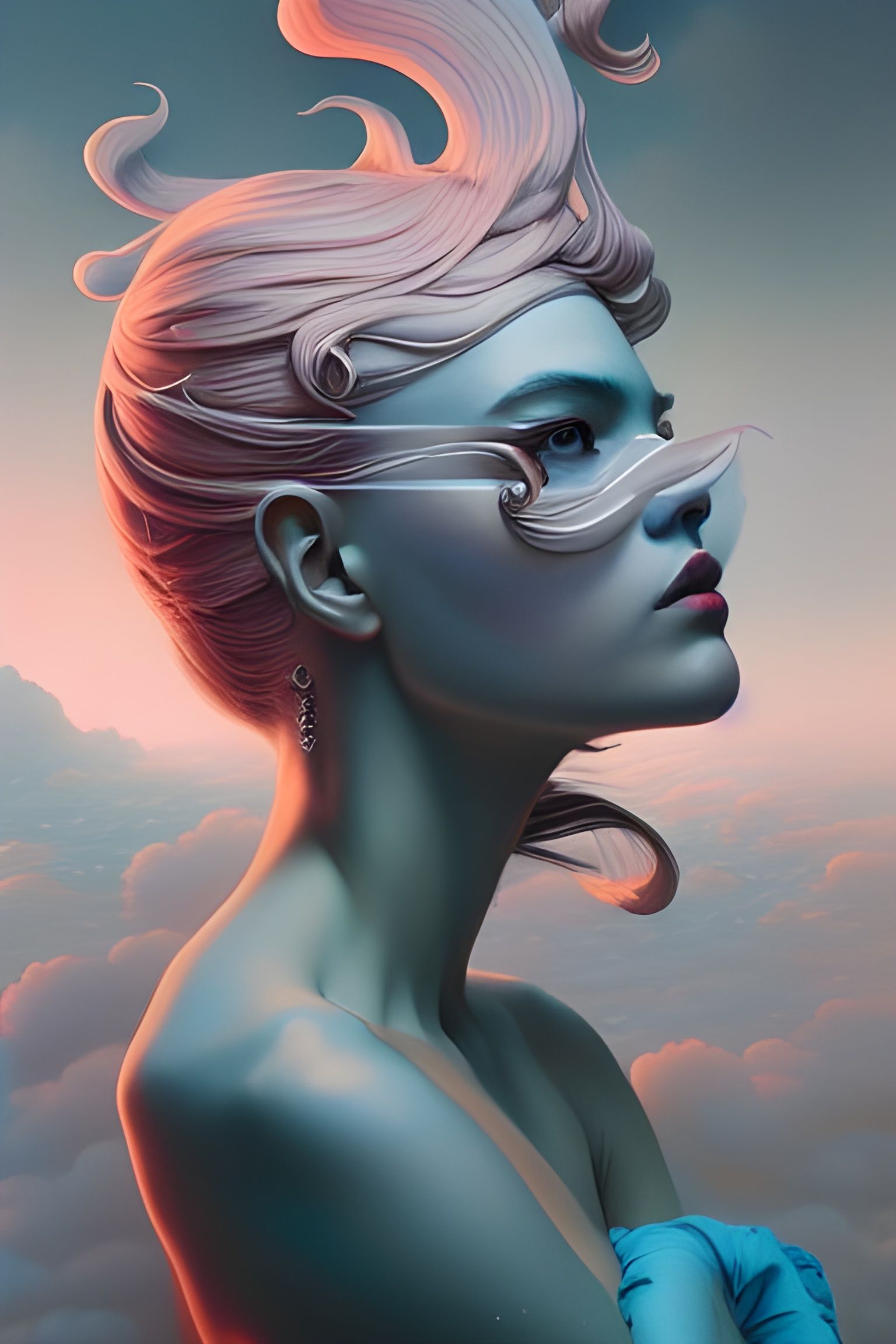 Celestial Sky Face in Digital Art Style