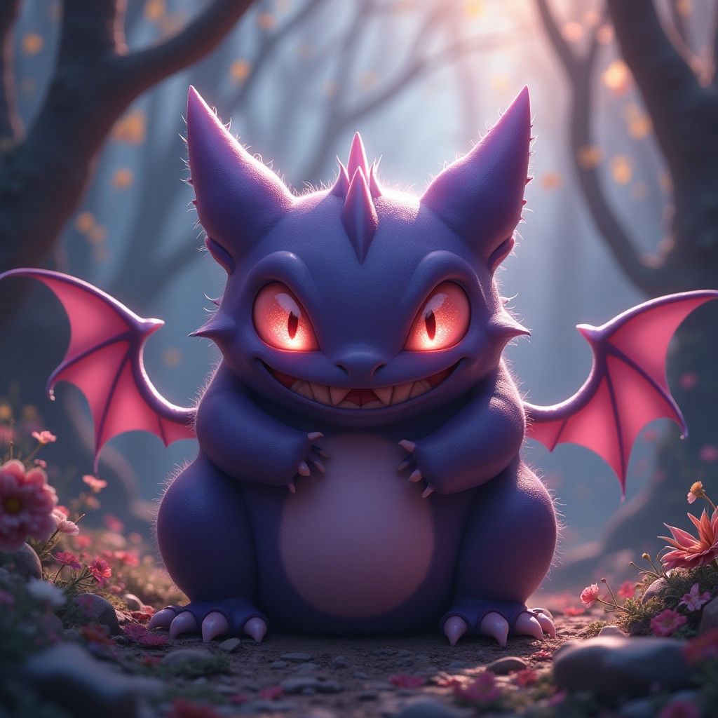 Gengar with Expressive Eyes in Fantasy World