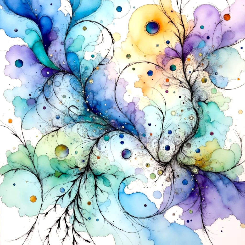 Ethereal Cosmic Landscape in Pastel Watercolors