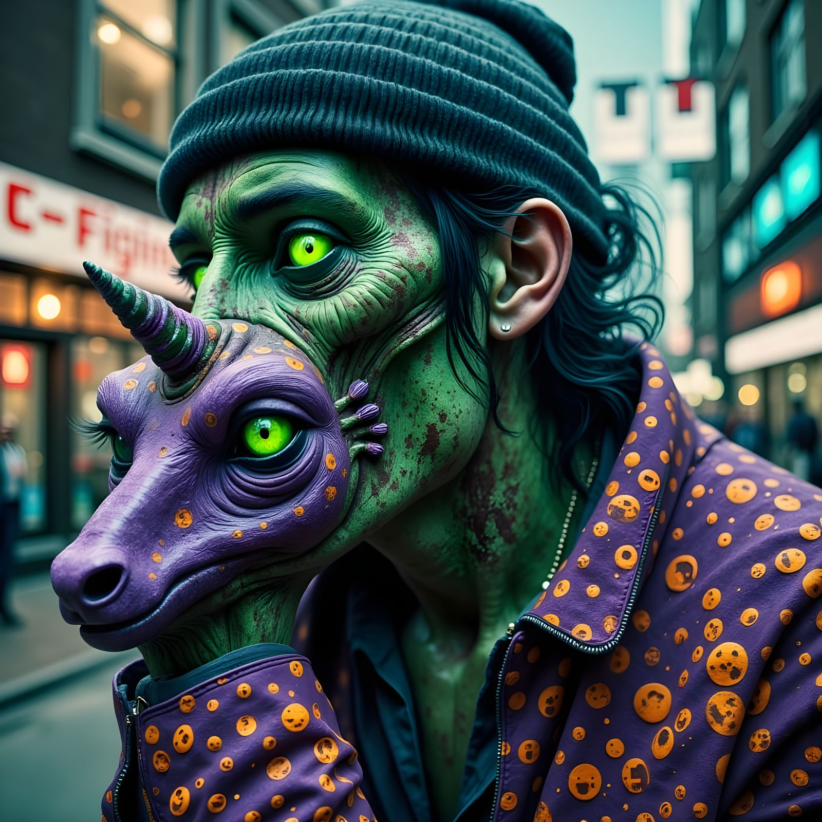 Gangster Zombie Unicorn in Abstract Style