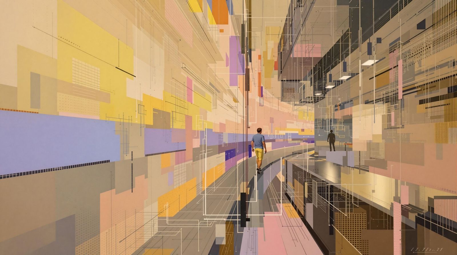 Realistic Town Square in Precisionist Style