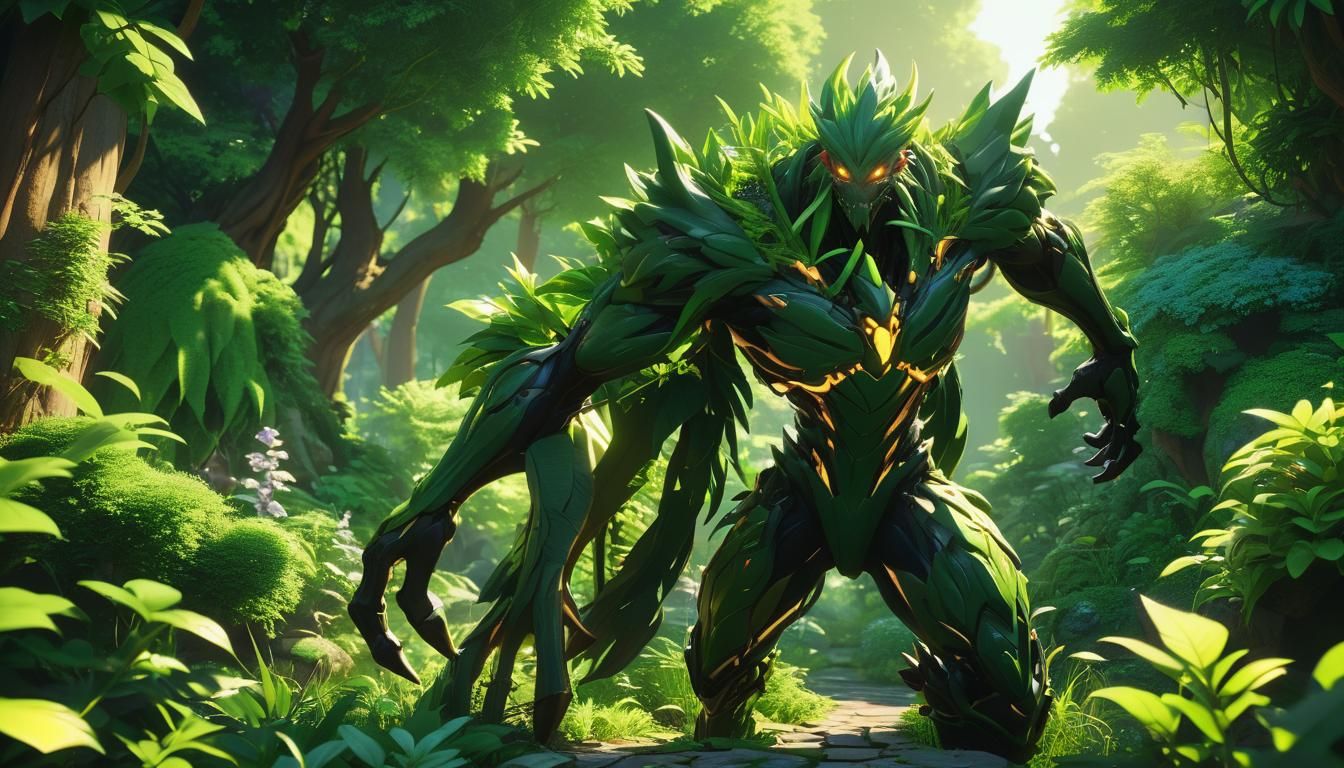 Jayce and Monstroplant in Lush 3D Anime Art