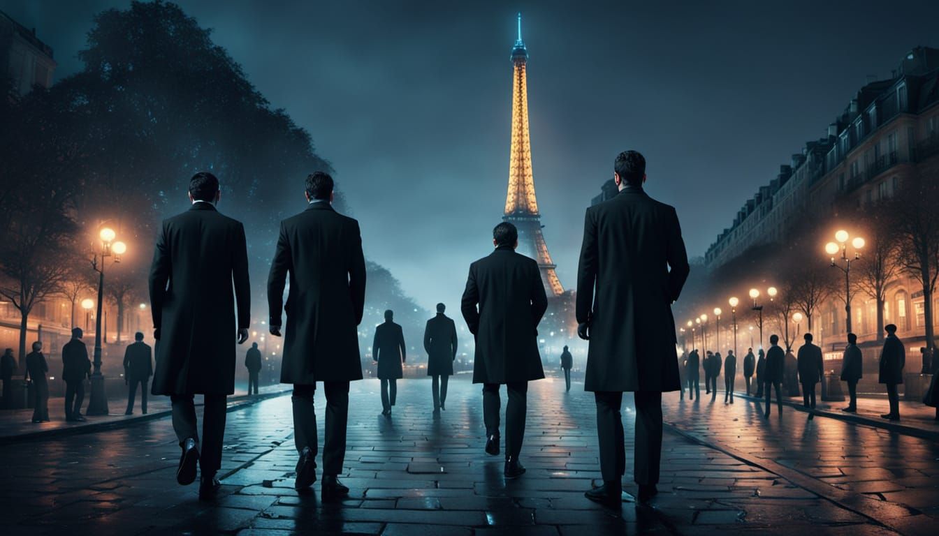 Men in Black Agents and UFO over Paris