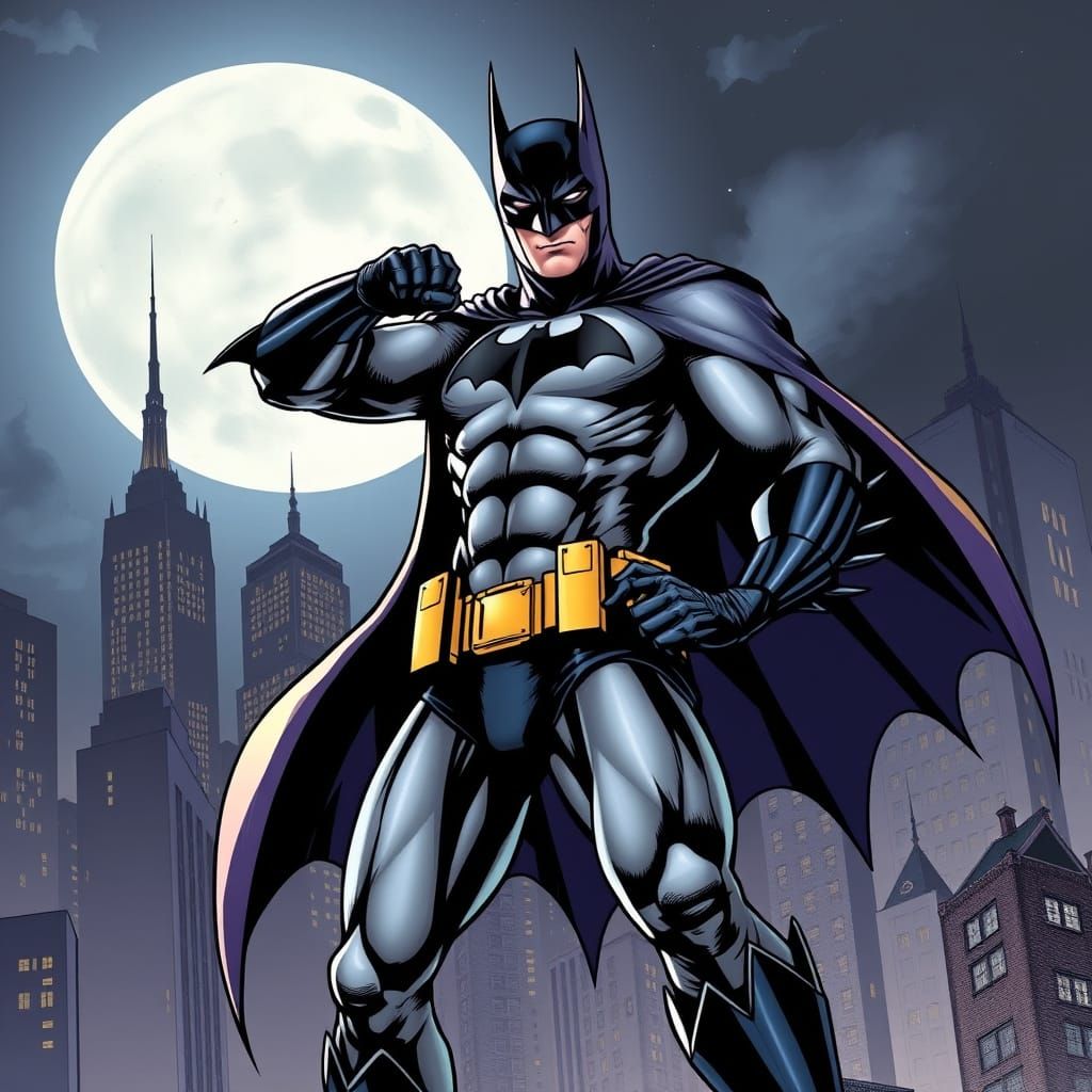 Batman in Gotham: A Comic Book Style Rendition