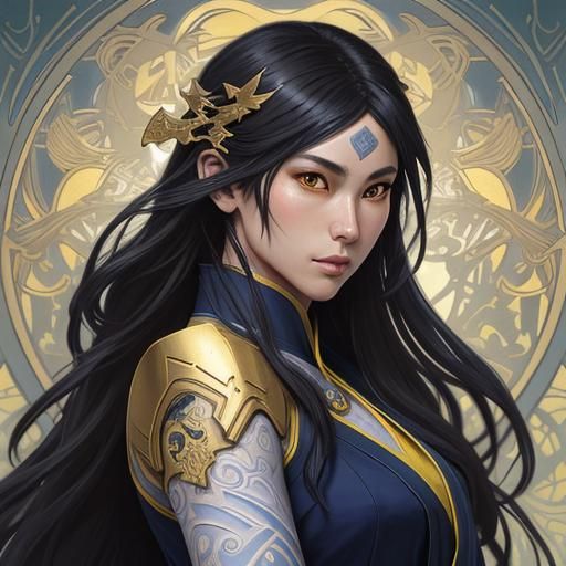 Nagi Ninja Manga Portrait in Art Nouveau Style