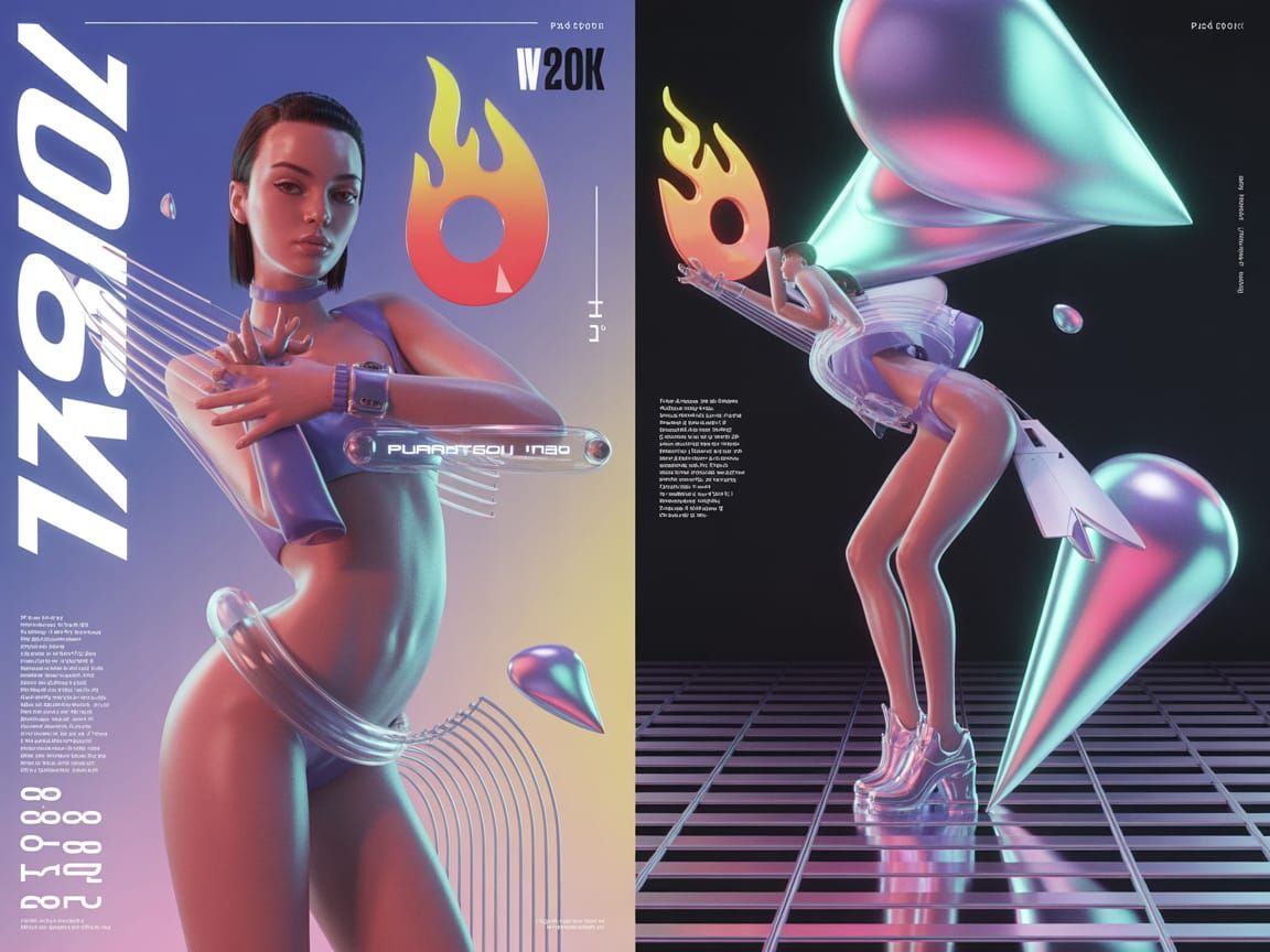 Y2K Editorial Spread with Futuristic Fashion