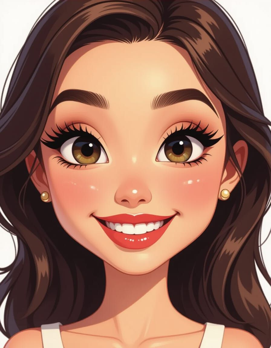 Pixar Woman with Exaggerated Camel Eyelashes