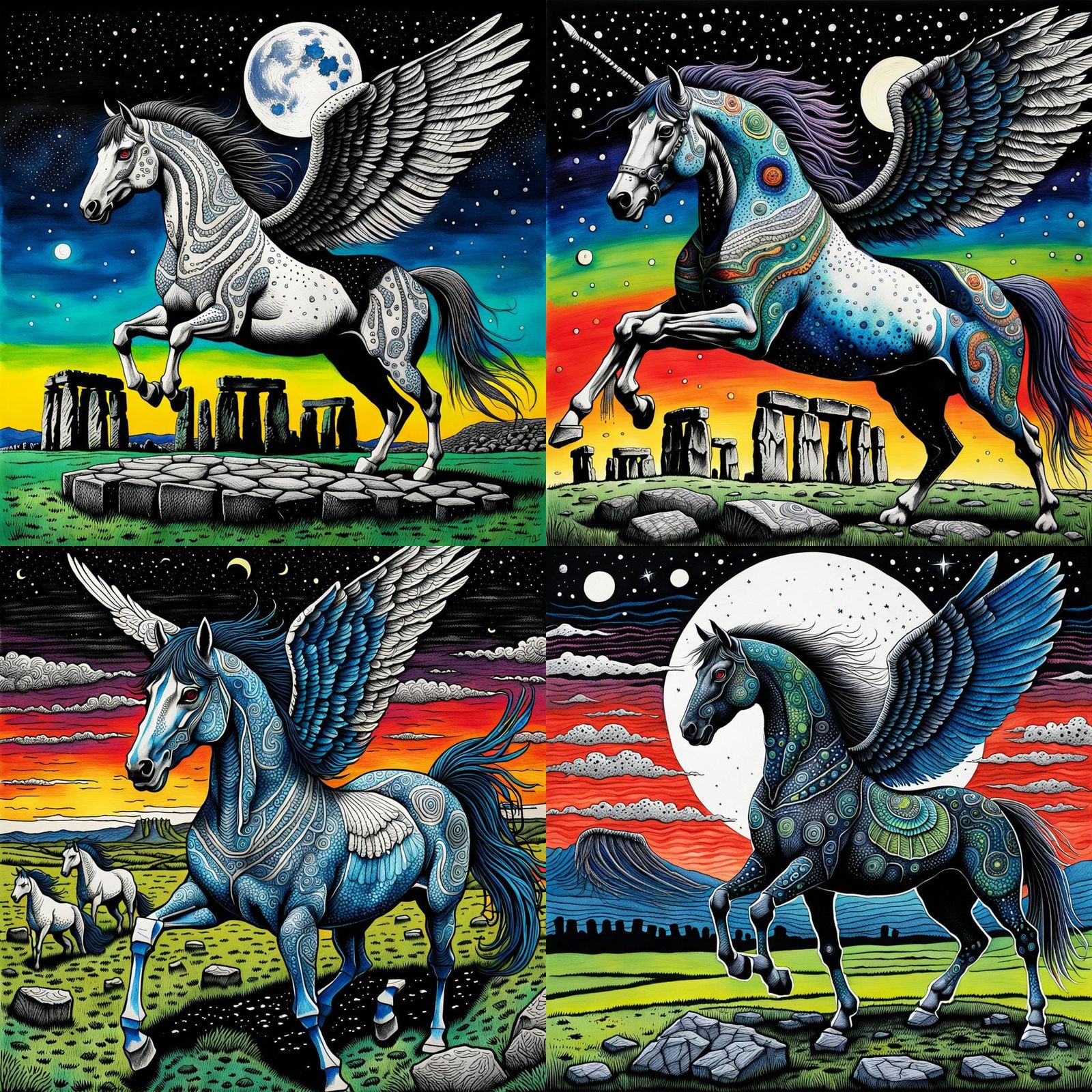 Vibrant Night in Junji Ito Style