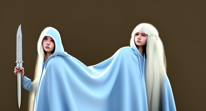 Girl with Daggers Fighting Raiders