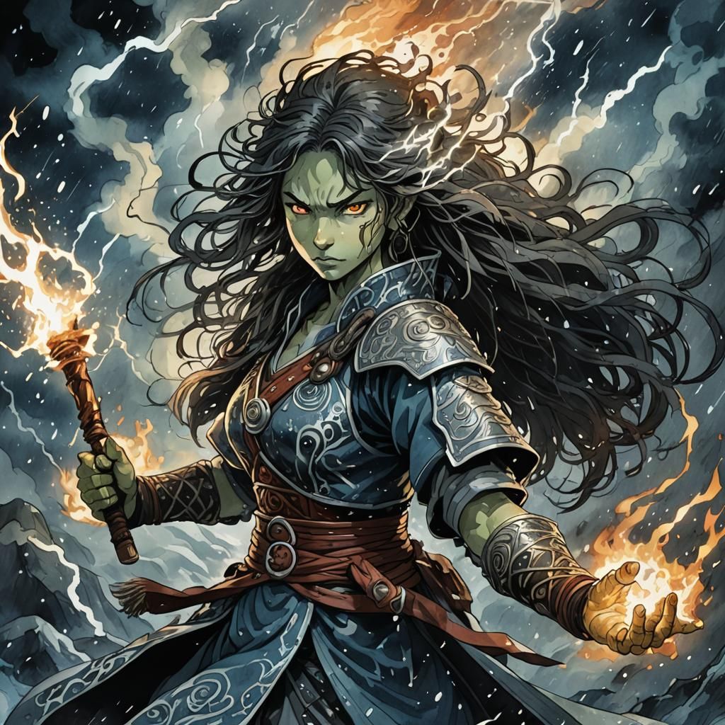 Orc Mage in Studio Ghibli Anime Style