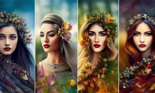 Seasonal Goddesses: Psychedelic Impressionistic Portraits