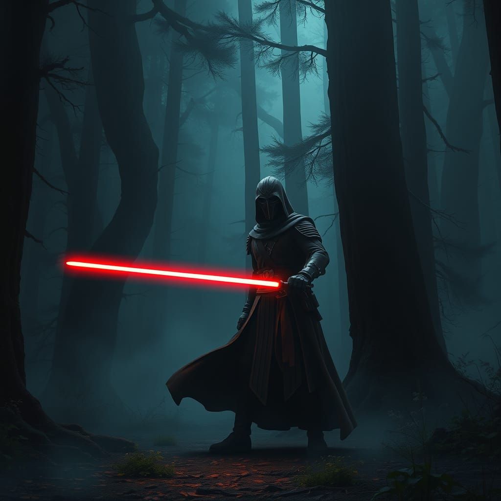 Jedi Knight in Mystical Forest: Concept Art Style
