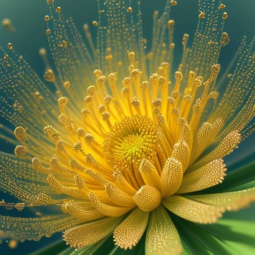 Vibrant Pollen Grains in Golden Light