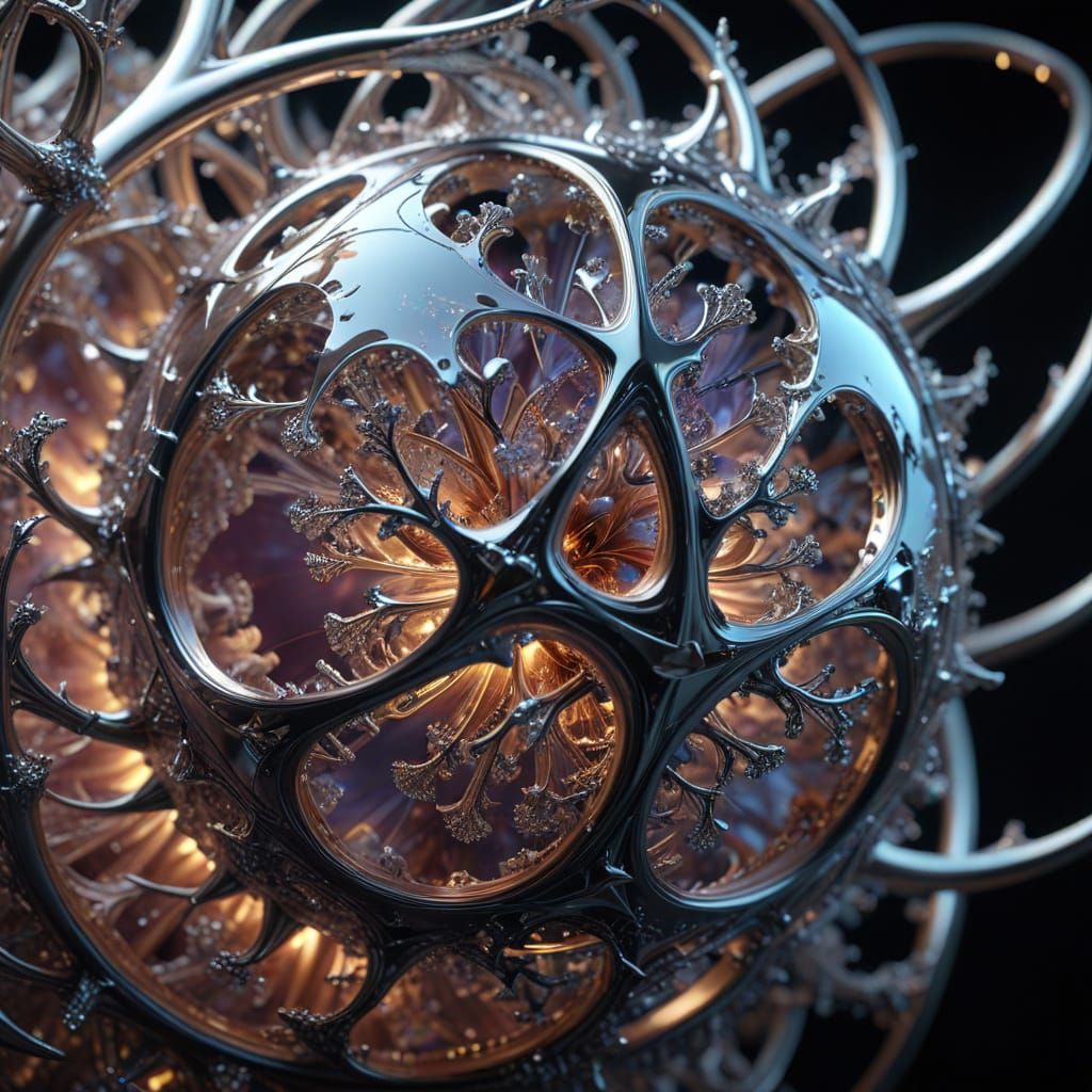 Abstract Fractal Sphere of Recursive Pathways in 3D Render