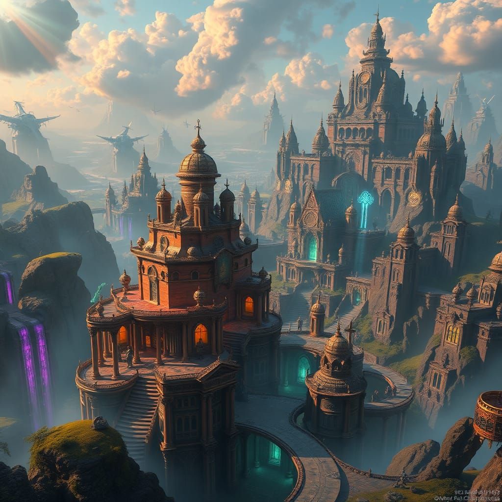Fantastical Realm with Intricate Architecture in 8K