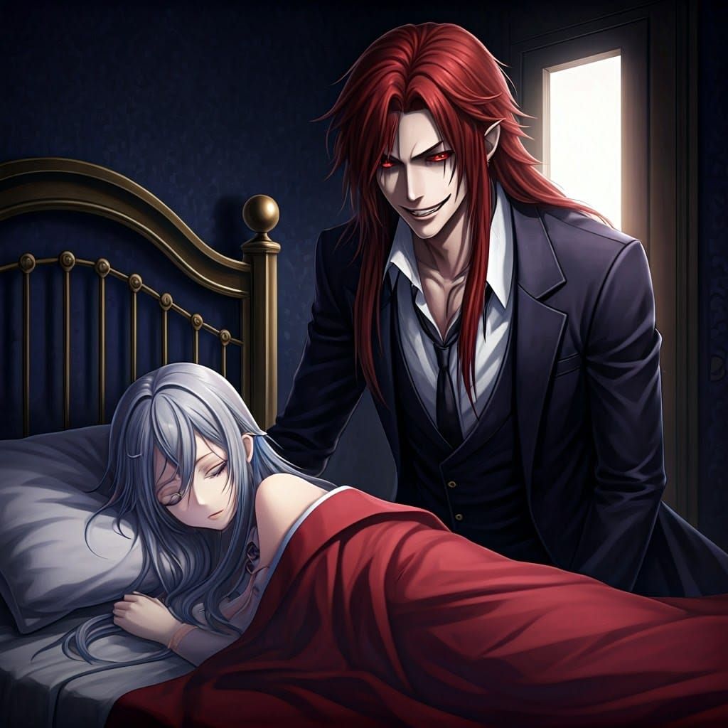 Sinister Demonic Visage in Dark Bedroom Scene