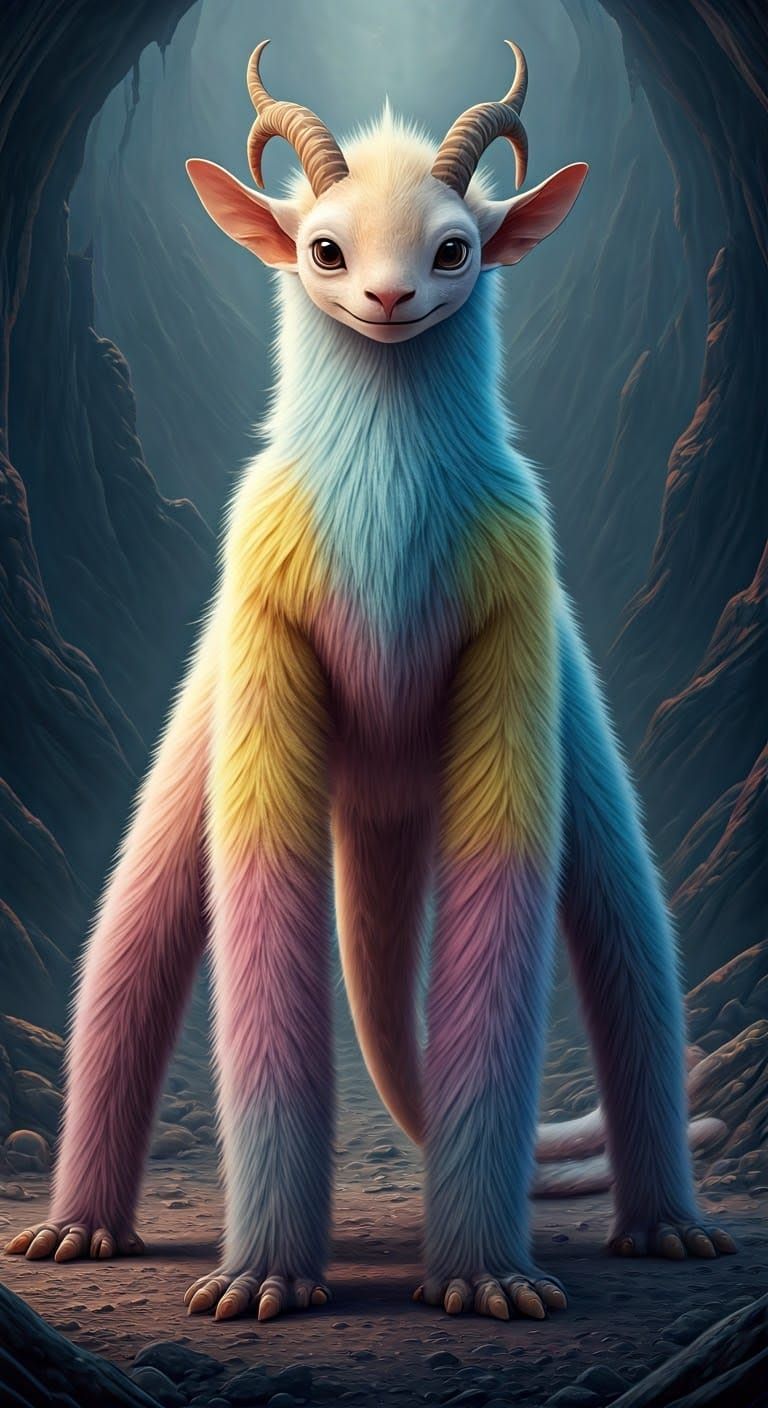 Friendly Furry Alien in Vibrant Landscape