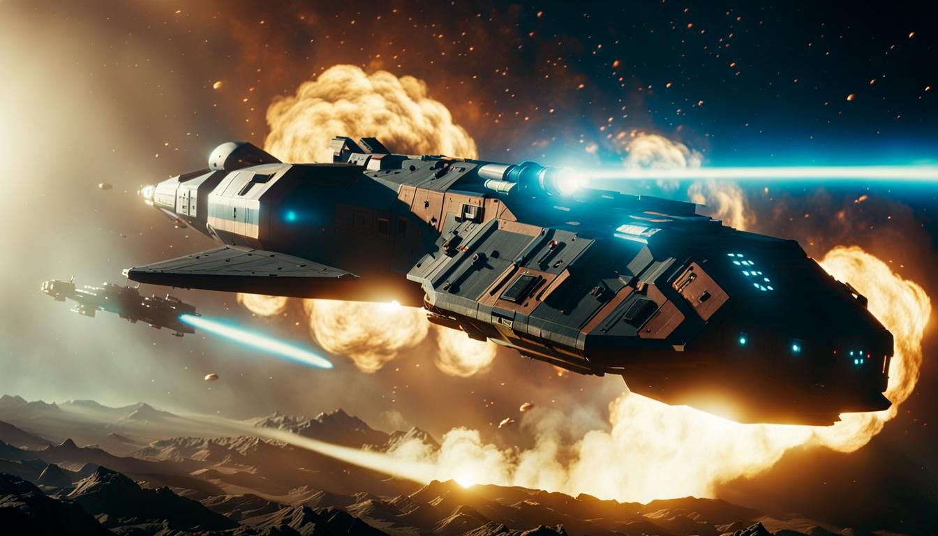 Space Combat Scene: Cinematic Film Still