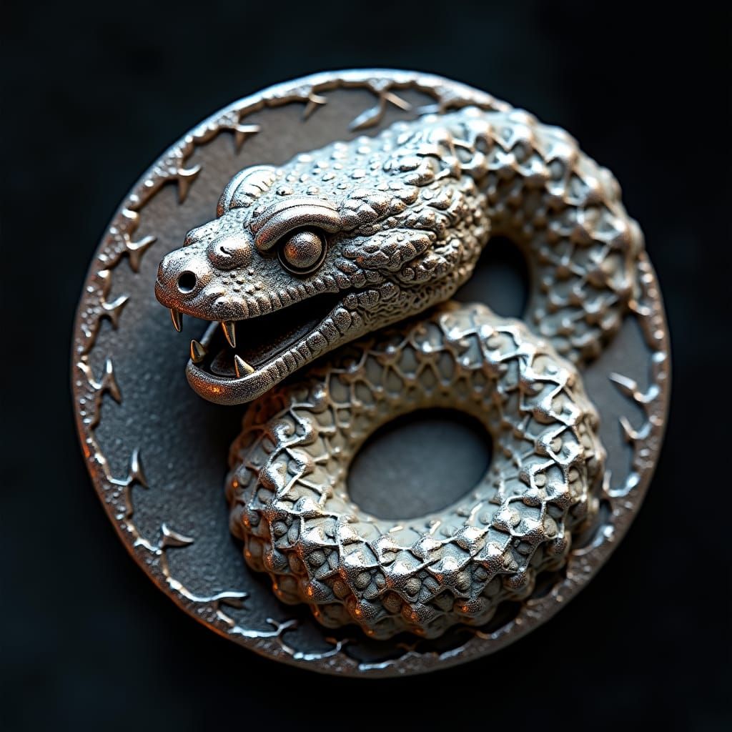 Crystal Serpent Coin with Intricate Engravings