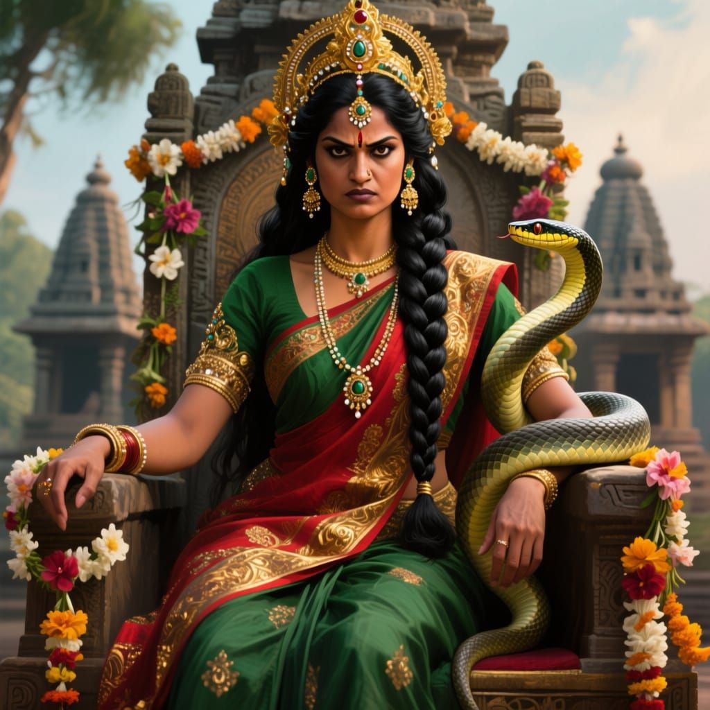 Pidari Goddess of Protection in Ornate Sari