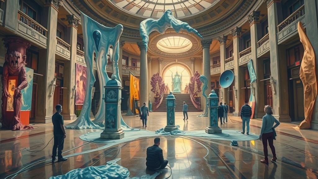 Dreamlike Museum of Broadcast Relics in Surrealist Style