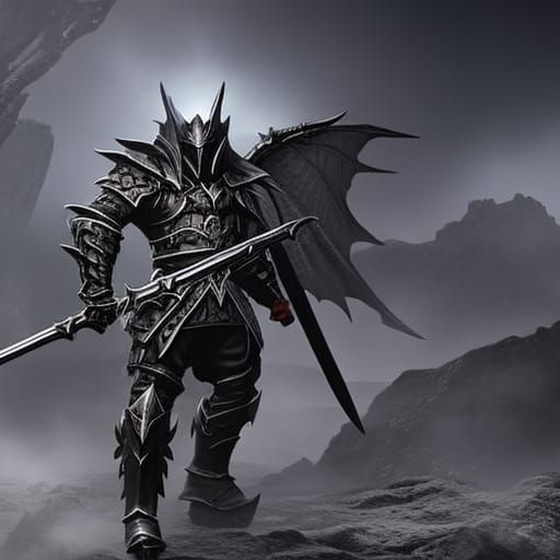 High Gothic Knight in Black Wolf Armor