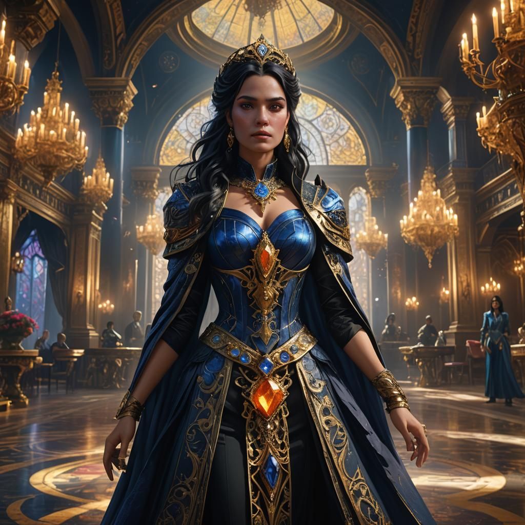 Lady Valyn Orean in Lavish Ballroom, Fantasy Art