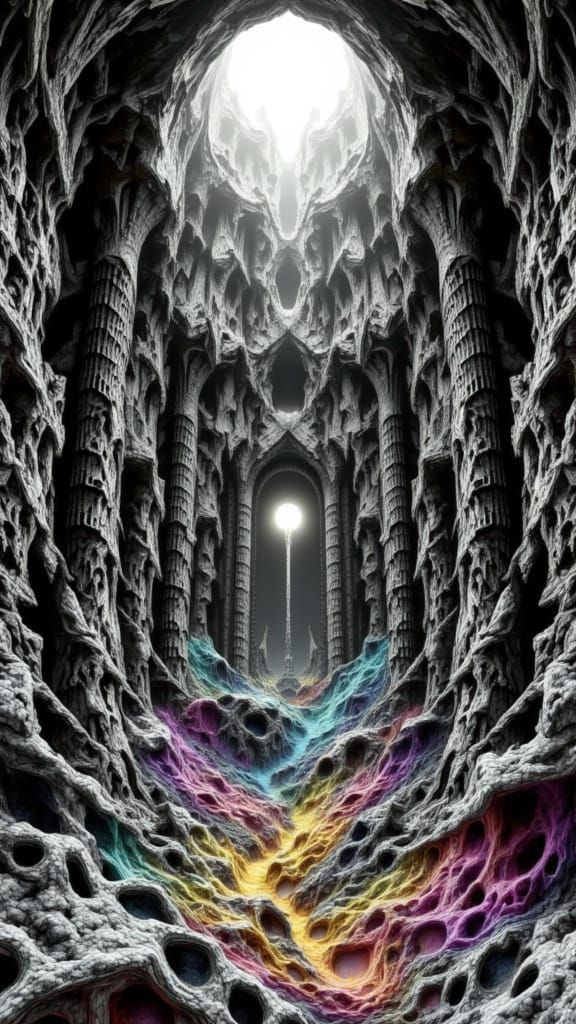 Fractal Cavern Art with Psychedelic Foundation