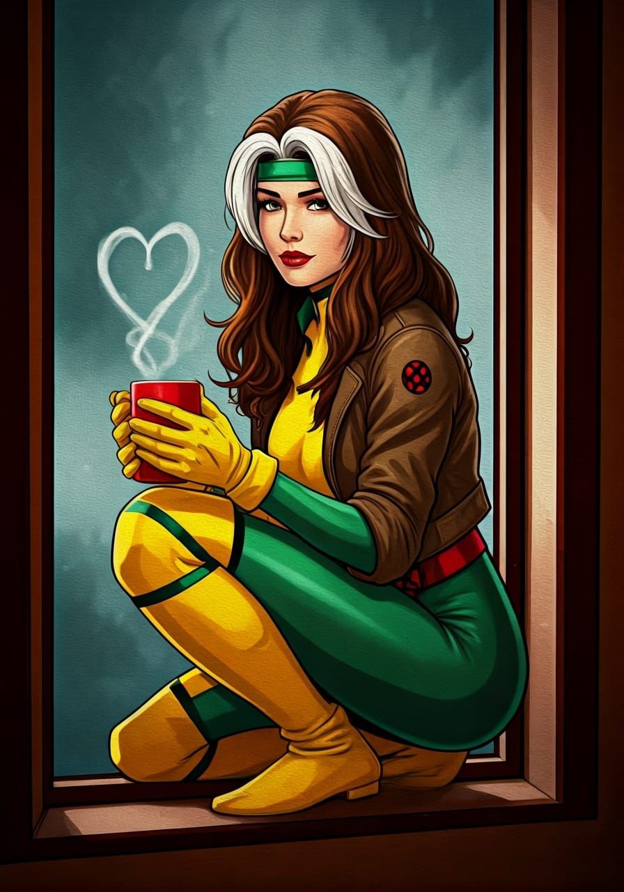 X-Men 97 Rogue Portrait in Graphic Novel Style